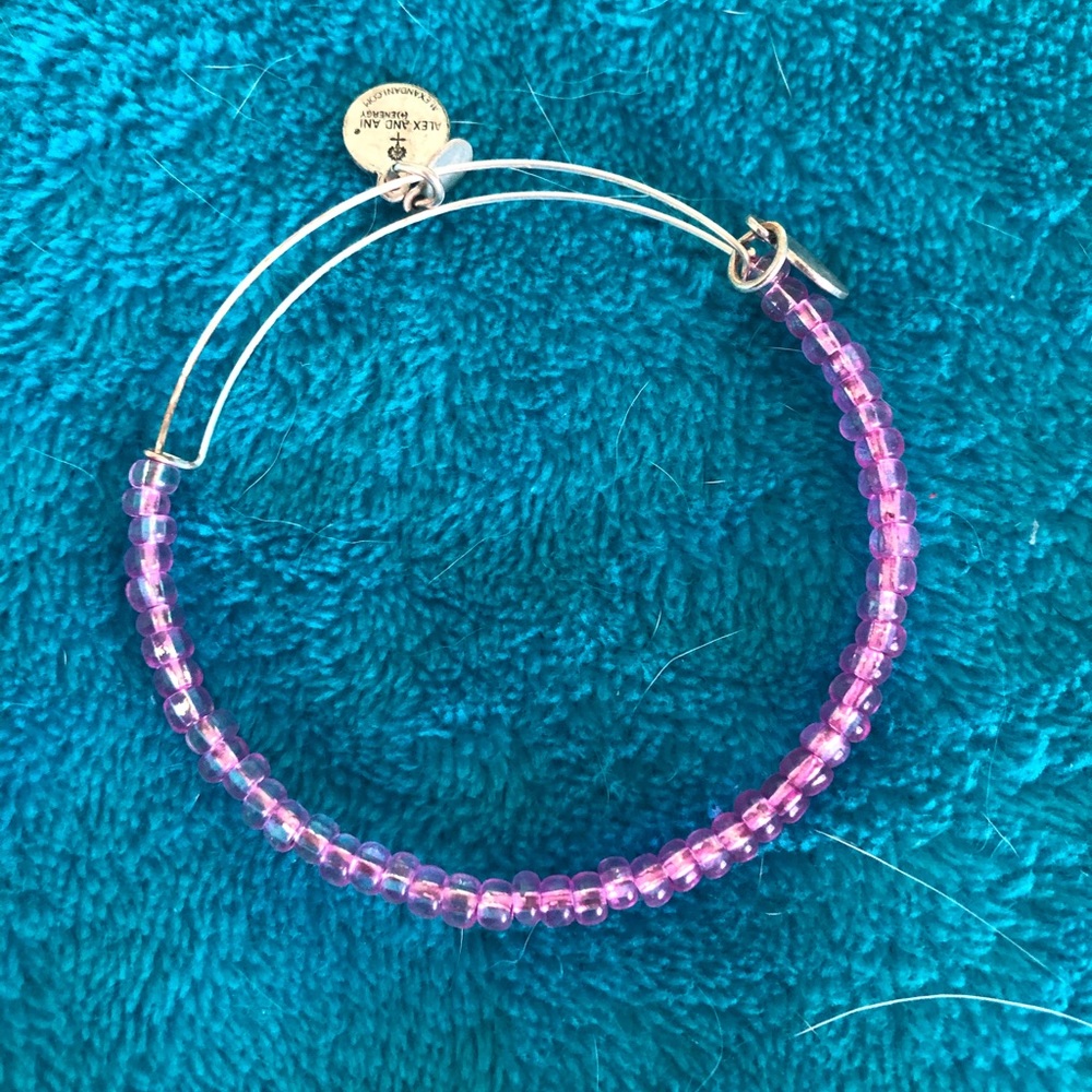 Alex and Ani Rate bright purple beaded bracelet